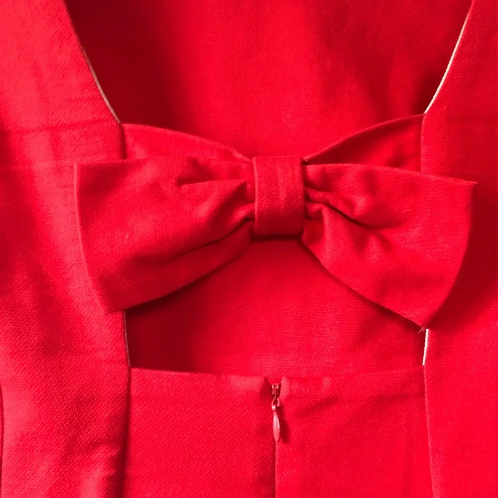 Maeve Red Shift Dress Women’s Open Back Bow Detail Mini Short Sleeve Size 4 - Picture 4 of 11